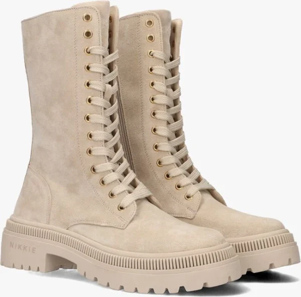 excellents soldes Nikkie Biker Boots Bottines à Lacets En Beige 3